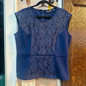 New York & Company Navy Lace Blouse
